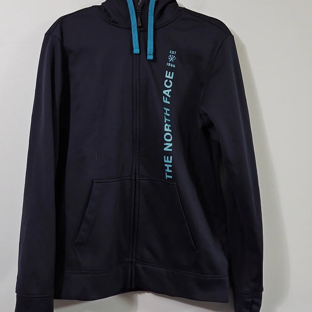 The North Face Full Zip Hooded Sweatshirt Jacket Men's Size M/M Navy Blue #1023